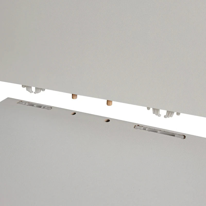 Meuble TV blanc de 160 cm avec lumières LED, armoires et étagères ouvertes pour TV jusqu'à 65 pouces