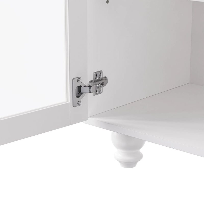 Meuble TV pour téléviseurs jusqu'à 70 pouces, buffet polyvalent, étagères réglables, portes en verre trempé, buffet avec 5 pieds en forme de calebasse