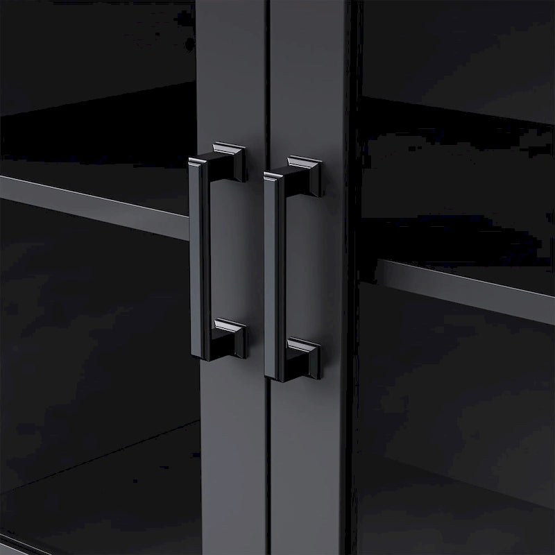 Meuble TV pour téléviseurs jusqu'à 70 pouces, buffet polyvalent, étagères réglables, portes en verre trempé, buffet avec 5 pieds en forme de calebasse