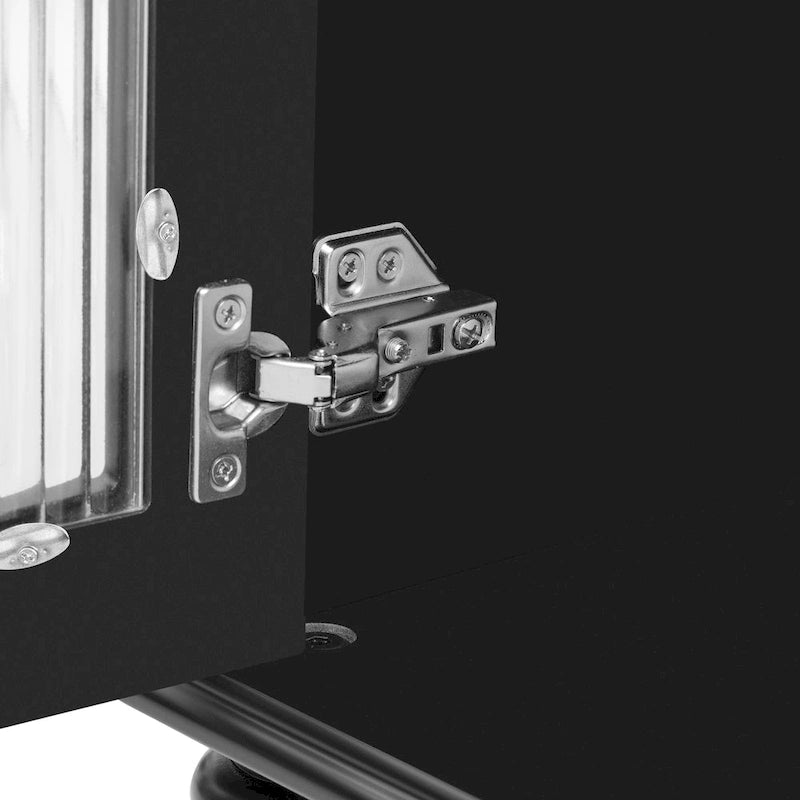 Meuble TV rétro 68.9" pour téléviseurs jusqu'à 75 pouces, Console multimédia de centre de divertissement avec portes en verre cannelé de style arqué, 2 tiroirs