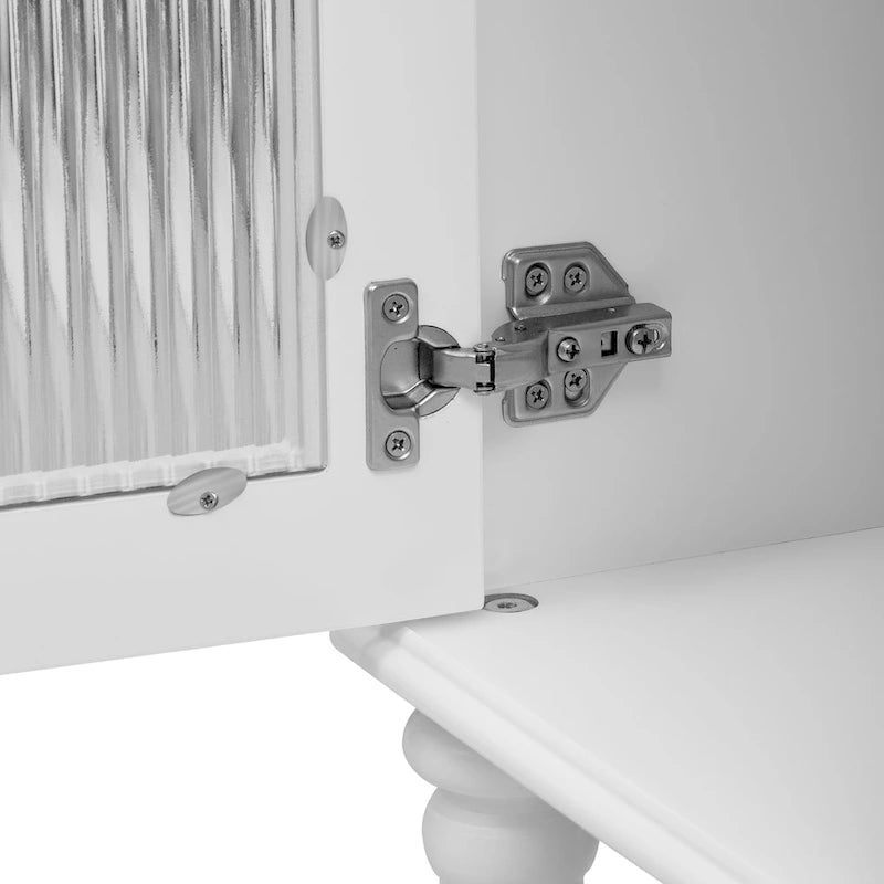 Meuble TV rétro 68.9" pour téléviseurs jusqu'à 75 pouces, Console multimédia de centre de divertissement avec portes en verre cannelé de style arqué, 2 tiroirs