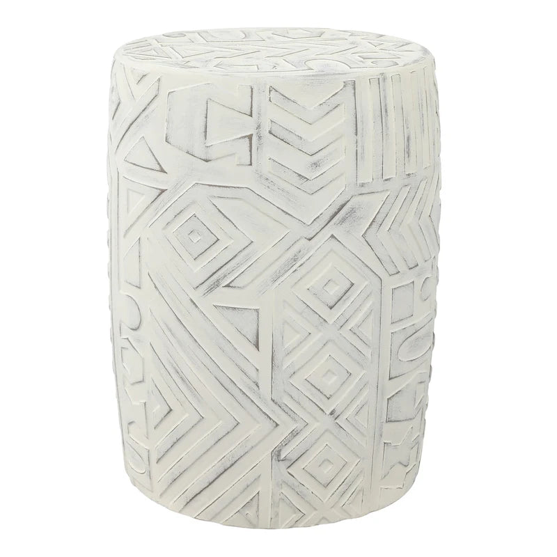 Tabouret de jardin cylindrique Yoli 17.75 de style bohème-géométrique transitionnel, par JONATHAN Y