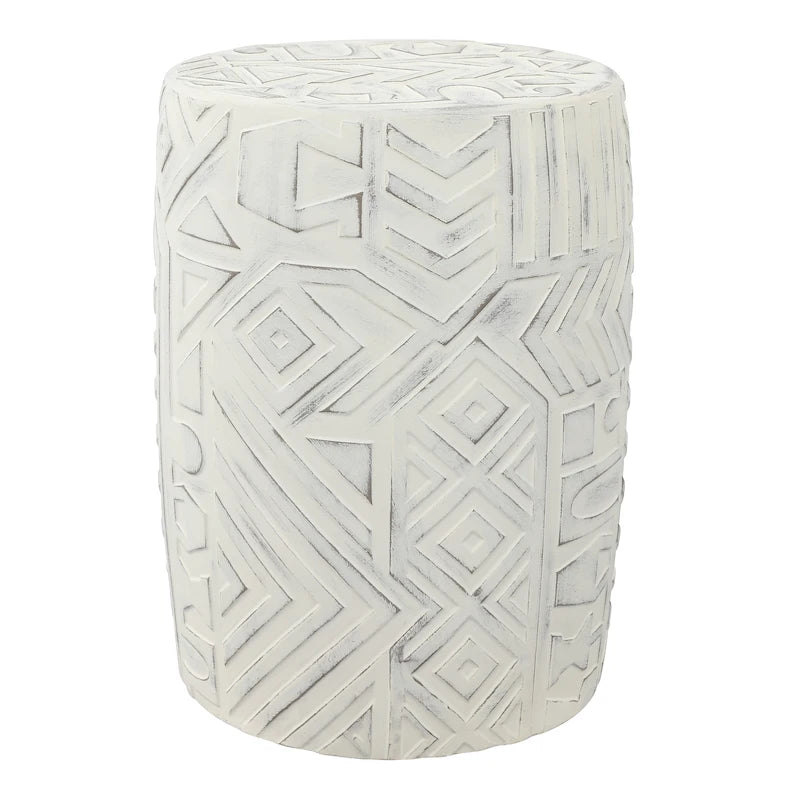 Tabouret de jardin cylindrique Yoli 17.75 de style bohème-géométrique transitionnel, par JONATHAN Y