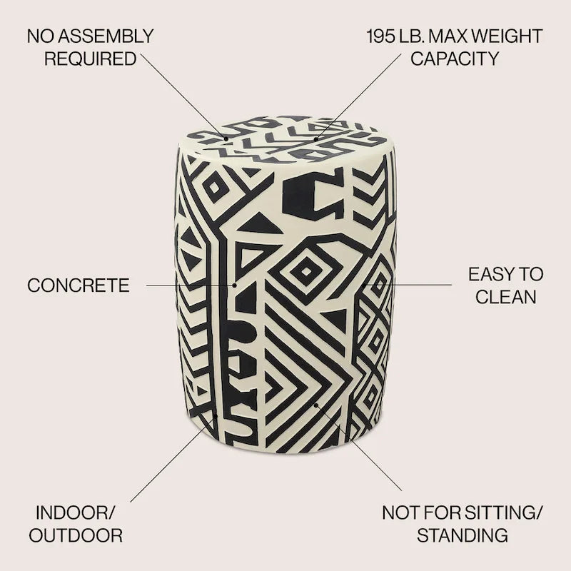 Tabouret de jardin cylindrique Yoli 17.75 de style bohème-géométrique transitionnel, par JONATHAN Y