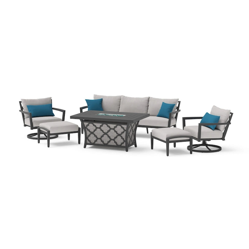 Venetia 6 Piece Outdoor Patio Motion Fire Seating Set