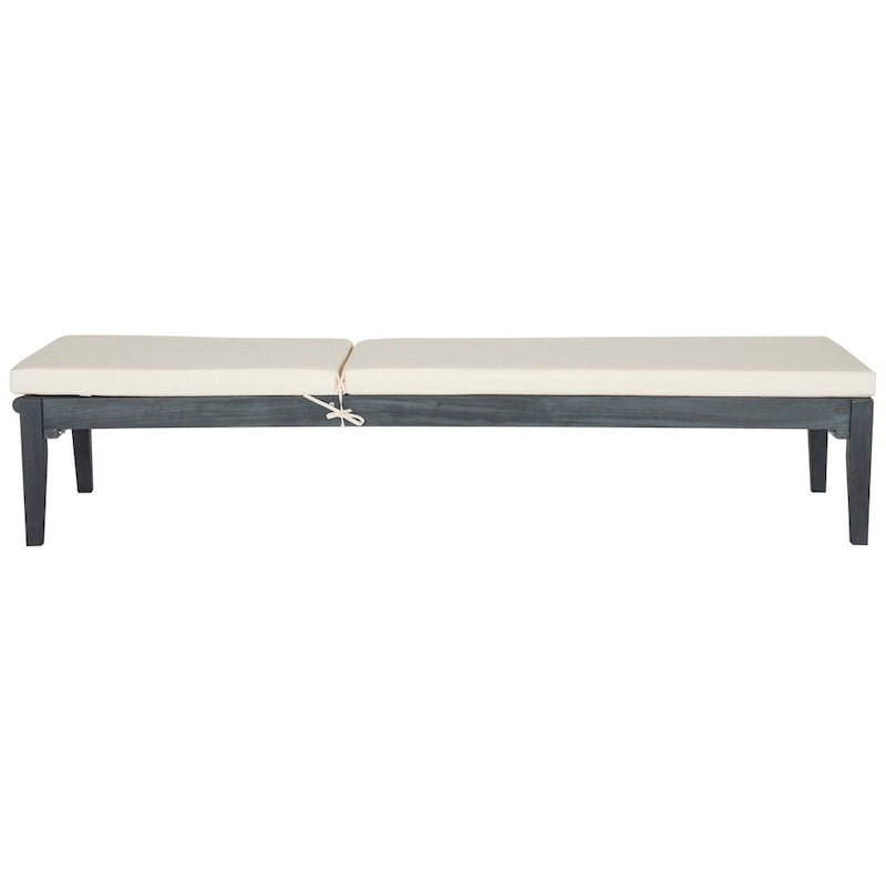 SAFAVIEH Chaise longue Azusa gris cendré/beige pour l'extérieur - 24 larg. x 74 prof. x 15 haut.