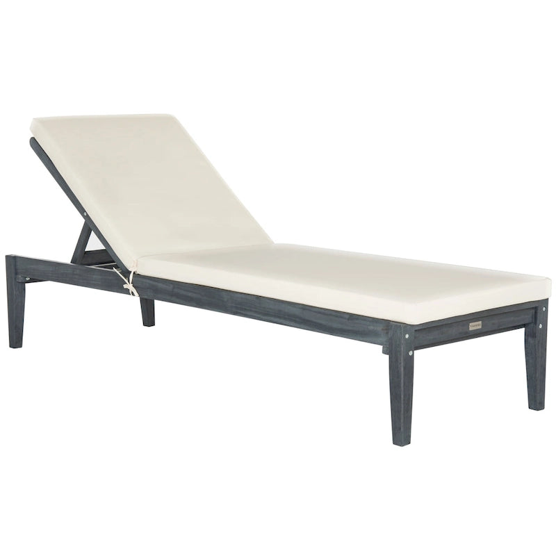 SAFAVIEH Chaise longue Azusa gris cendré/beige pour l'extérieur - 24 larg. x 74 prof. x 15 haut.
