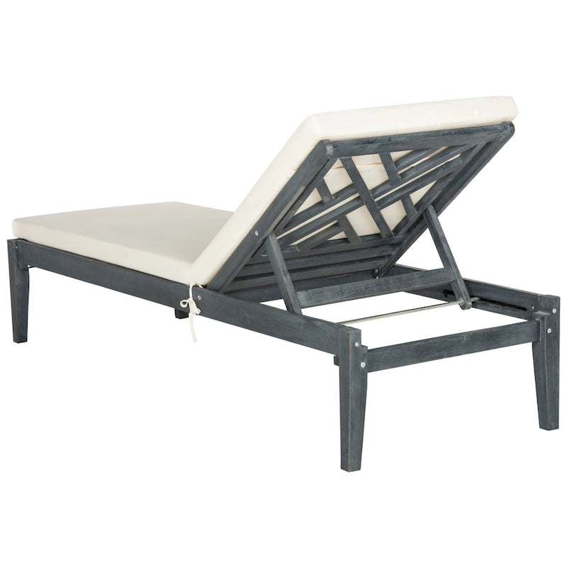 SAFAVIEH Chaise longue Azusa gris cendré/beige pour l'extérieur - 24 larg. x 74 prof. x 15 haut.