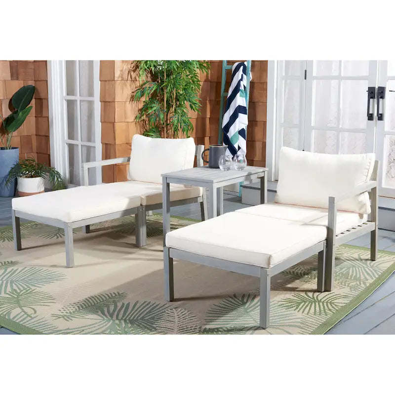 SAFAVIEH Outdoor Living Pratia 5Pc Outdoor Set - Ash Grey/Beige - 29W x 27D x 27H