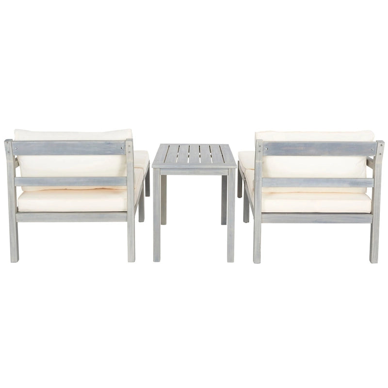 SAFAVIEH Mobilier d'extérieur Pratia Ensemble de 5 pièces d'extérieur - Gris cendre/Beige - 29L x 27P x 27H