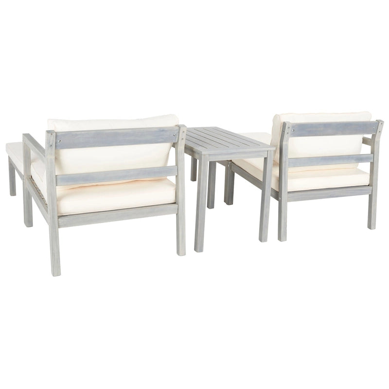 SAFAVIEH Mobilier d'extérieur Pratia Ensemble de 5 pièces d'extérieur - Gris cendre/Beige - 29L x 27P x 27H