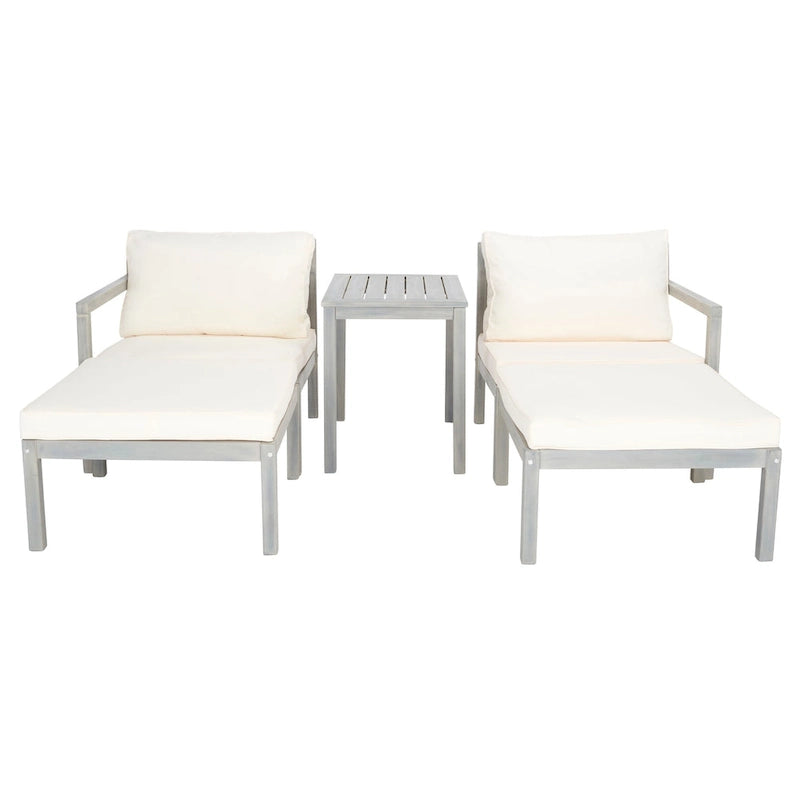 SAFAVIEH Mobilier d'extérieur Pratia Ensemble de 5 pièces d'extérieur - Gris cendre/Beige - 29L x 27P x 27H