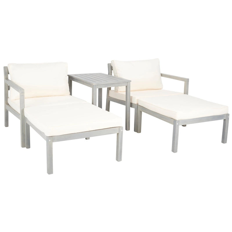 SAFAVIEH Mobilier d'extérieur Pratia Ensemble de 5 pièces d'extérieur - Gris cendre/Beige - 29L x 27P x 27H