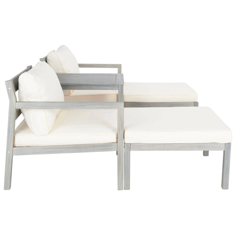 SAFAVIEH Mobilier d'extérieur Pratia Ensemble de 5 pièces d'extérieur - Gris cendre/Beige - 29L x 27P x 27H