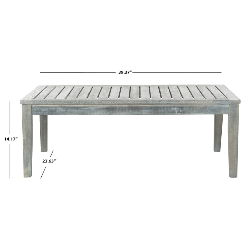 SAFAVIEH Outdoor Living Montclair Ensemble de patio 4 pièces en bois d'acacia gris cendré avec coussins beiges - 48L x 25P x 32H
