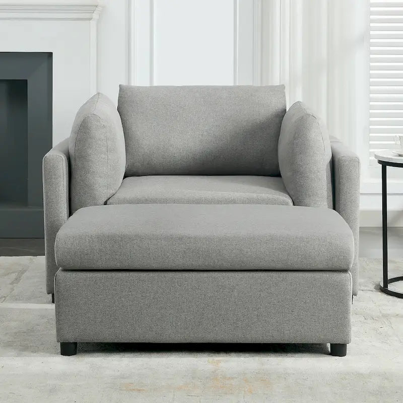 50 Modern Single Sofa with Armrests, Backrest, and Ottoman, Suitable for Living Room, Bedroom, and Office
