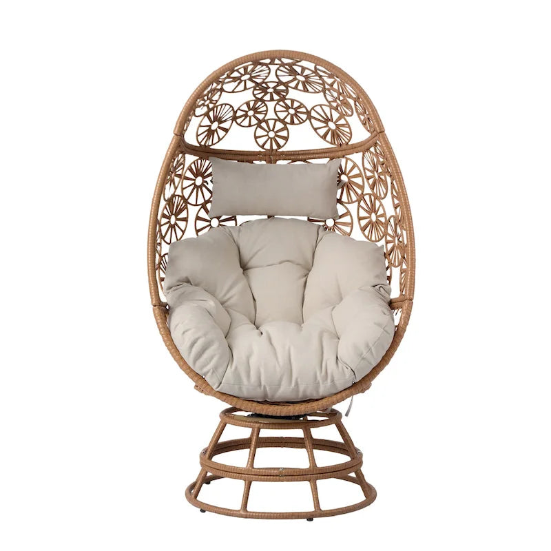 Christopher Knight Home - Fauteuil œuf pivotant en osier d'extérieur Lenola