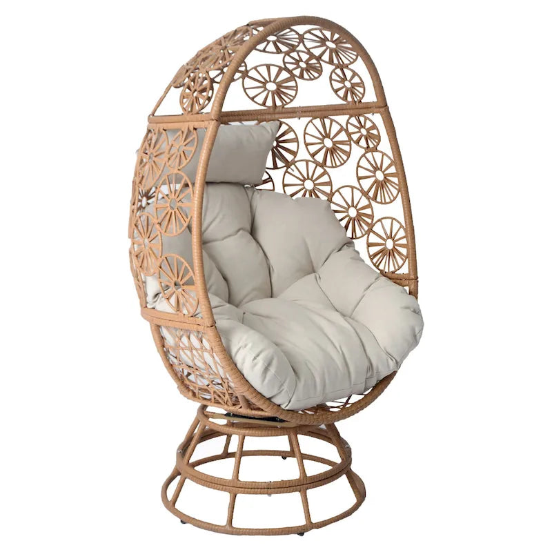 Christopher Knight Home - Fauteuil œuf pivotant en osier d'extérieur Lenola
