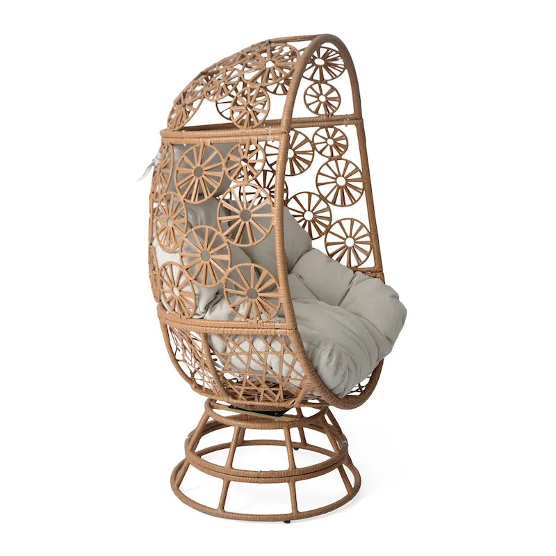 Christopher Knight Home - Fauteuil œuf pivotant en osier d'extérieur Lenola