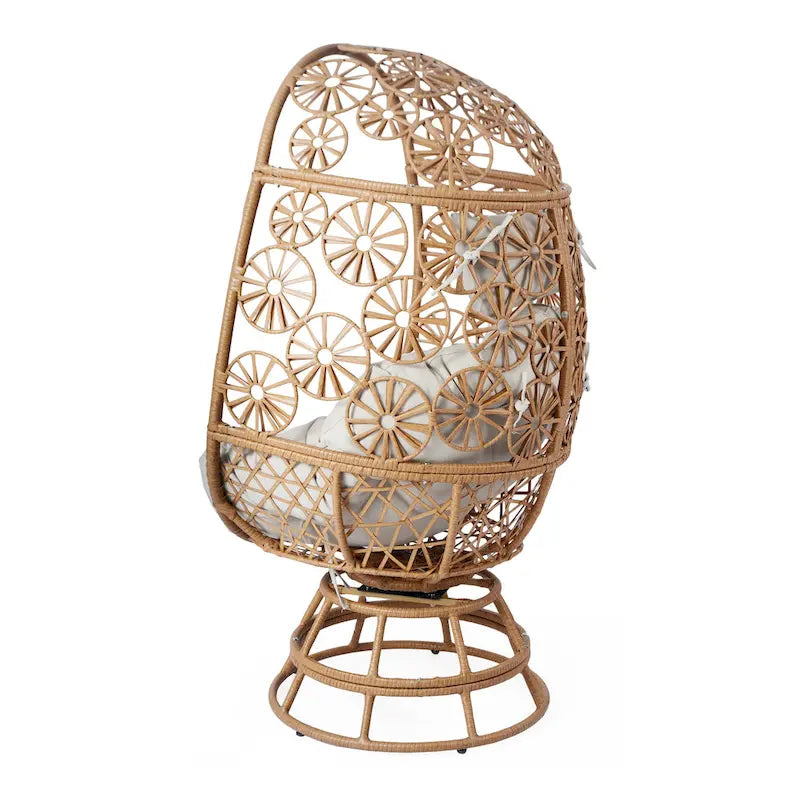 Christopher Knight Home - Fauteuil œuf pivotant en osier d'extérieur Lenola