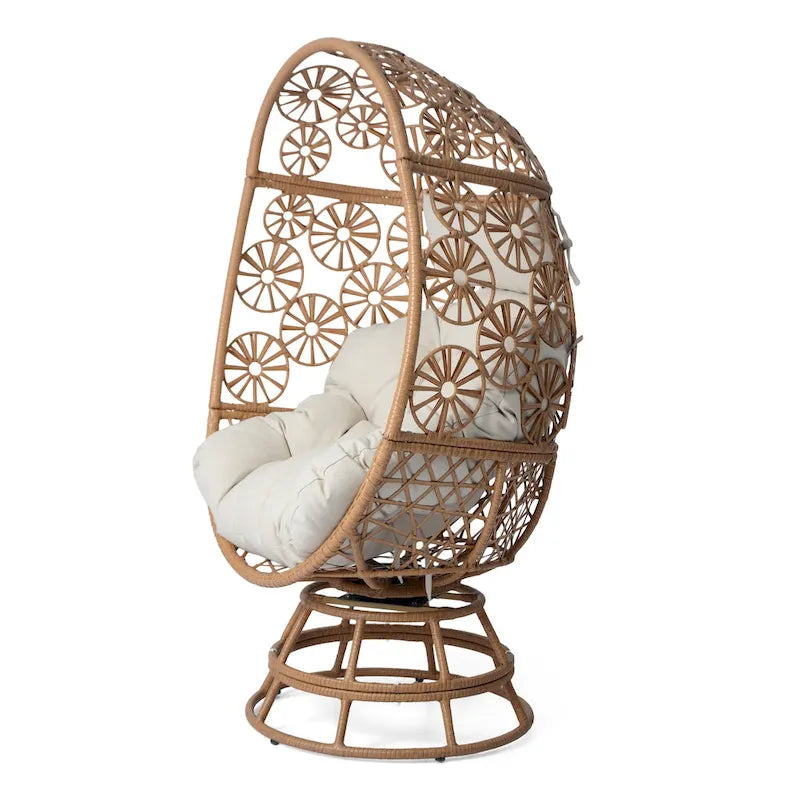 Christopher Knight Home - Fauteuil œuf pivotant en osier d'extérieur Lenola