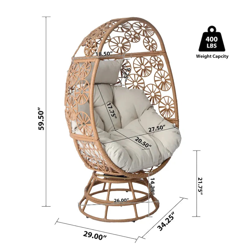 Christopher Knight Home - Fauteuil œuf pivotant en osier d'extérieur Lenola