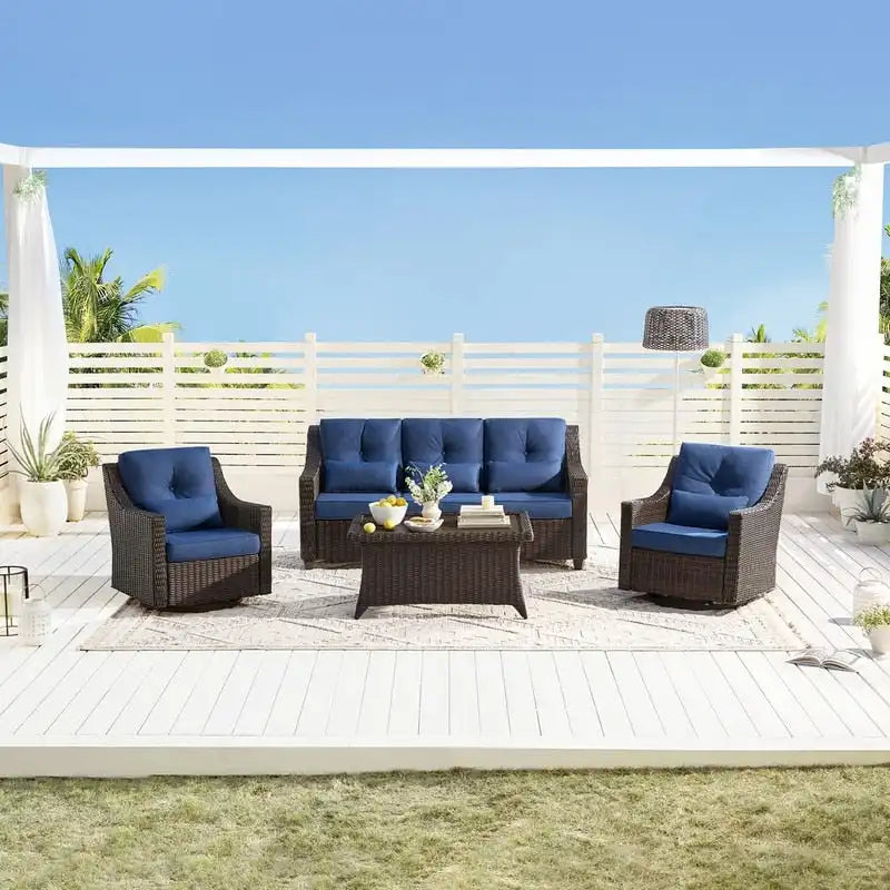 Murphy 4-Piece Outdoor Wicker Patio Furniture Conversation Sofa Sets