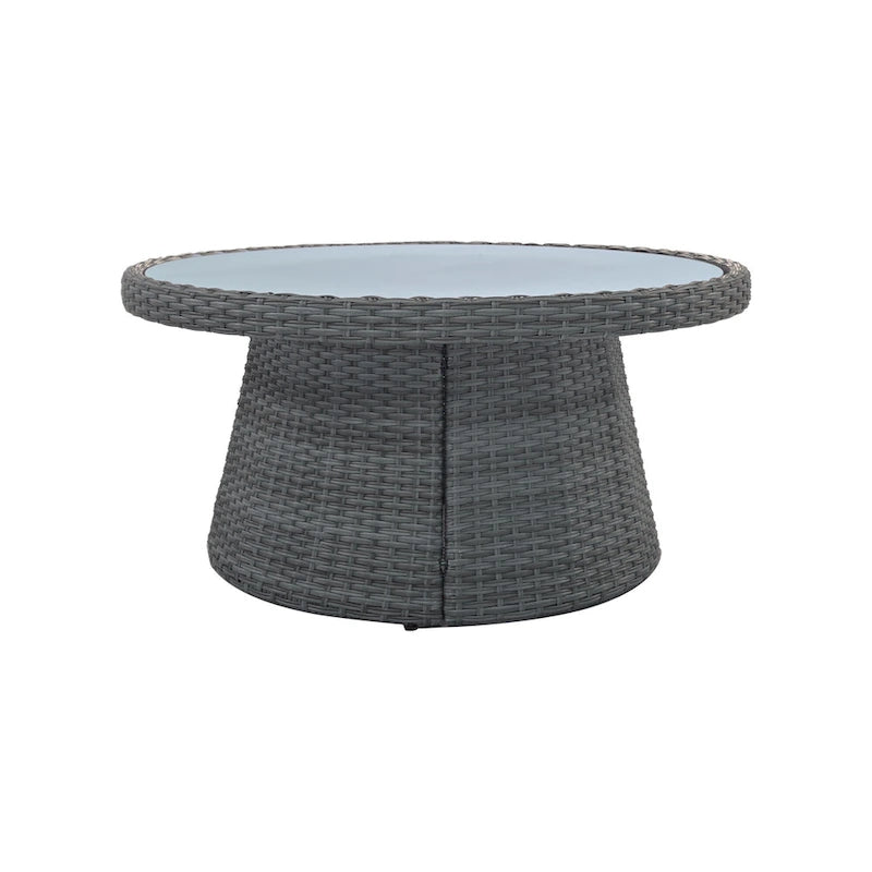 Ensemble de canapé d'angle modulable 10 pièces en rotin pour extérieur avec table basse, coffre de rangement et tables d'appoint