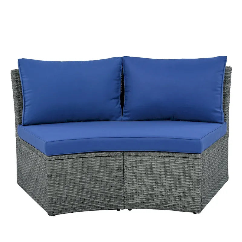 Ensemble de canapé d'angle modulable 10 pièces en rotin pour extérieur avec table basse, coffre de rangement et tables d'appoint