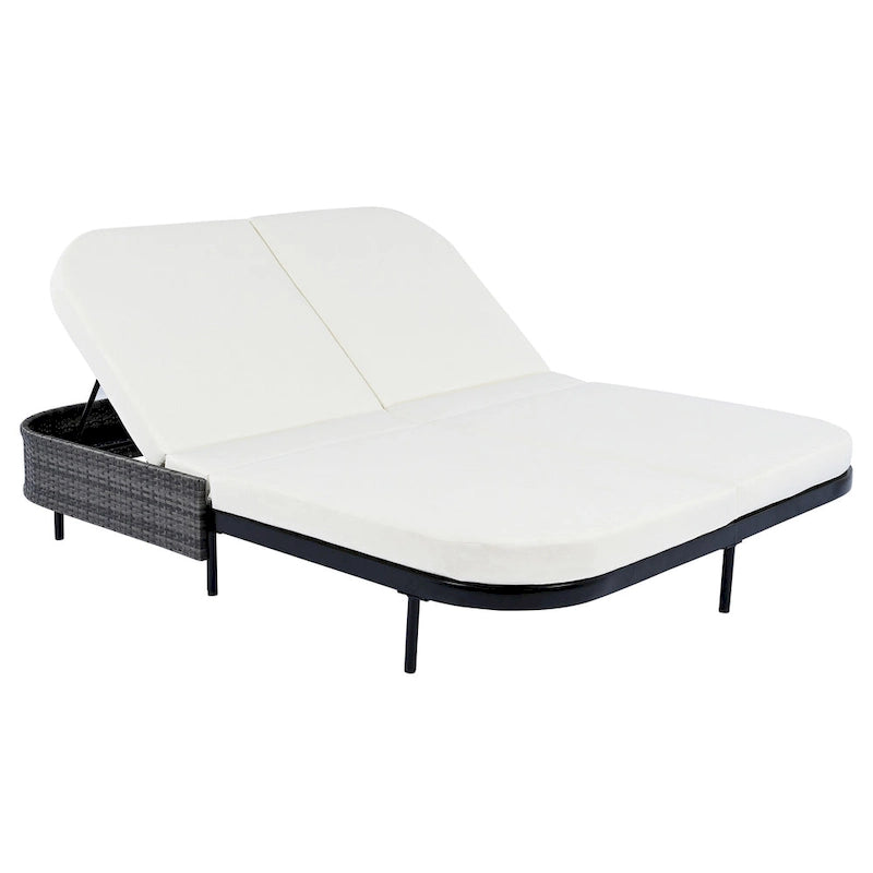 Outdoor Daybed, Patio Rattan Daybed with 5-Position Adjustable Backrest and Removable Cushions&Pillows