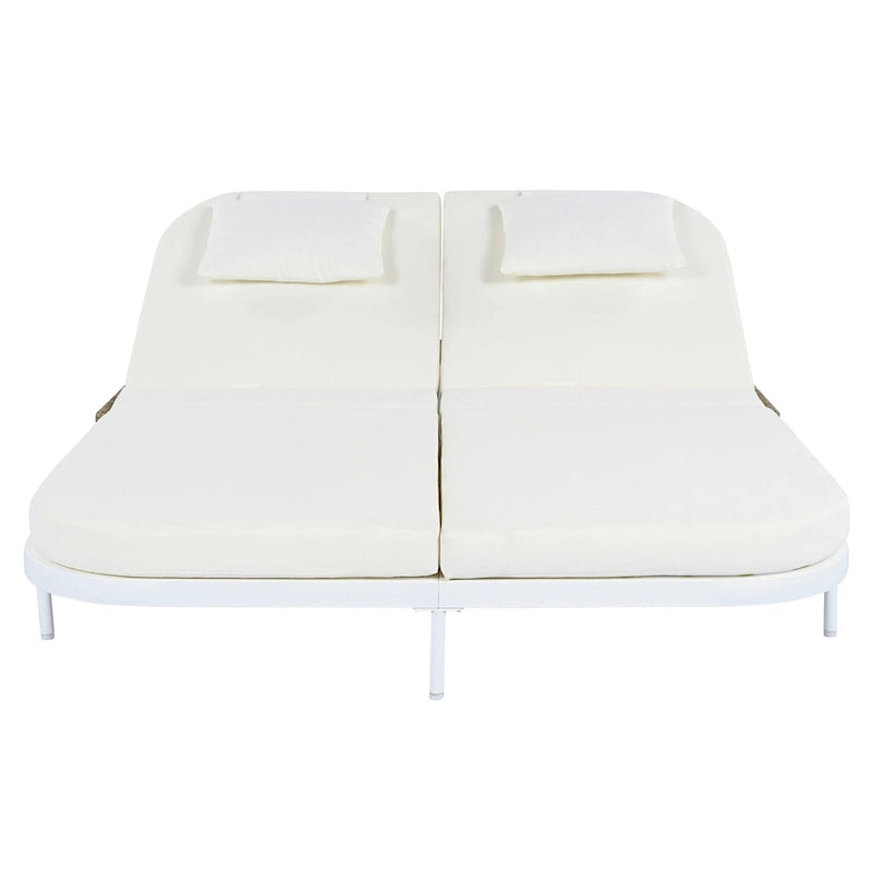 Outdoor Daybed, Patio Rattan Daybed with 5-Position Adjustable Backrest and Removable Cushions&Pillows
