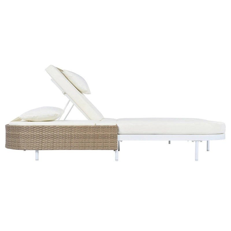 Outdoor Daybed, Patio Rattan Daybed with 5-Position Adjustable Backrest and Removable Cushions&Pillows