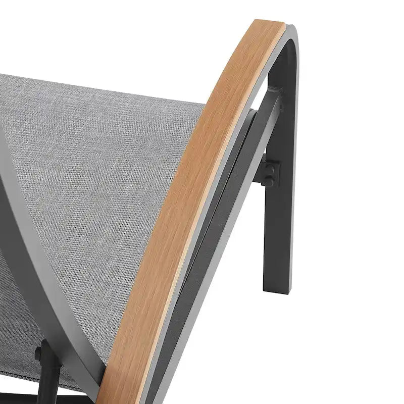 Chaise longue d'extérieur réglable en aluminium avec roulettes et ottoman (gris)