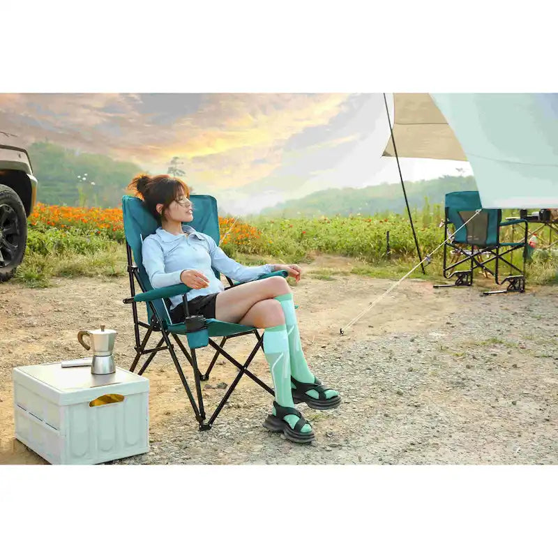 Chaise pliable portable avec porte-gobelet, supporte 113 kg