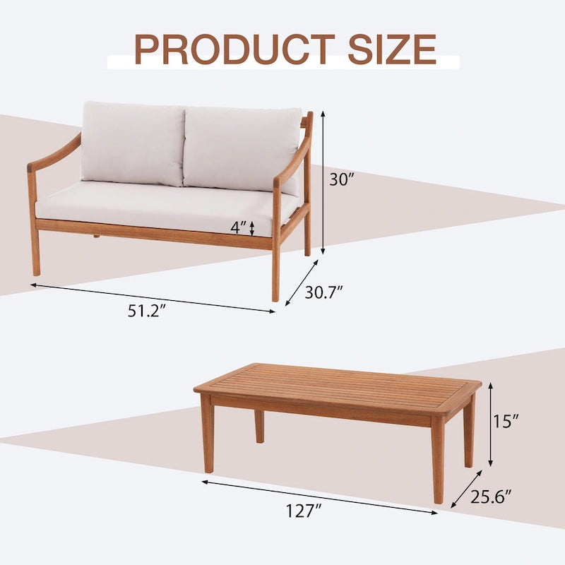 Ensemble causeuse 2 places d'extérieur avec table