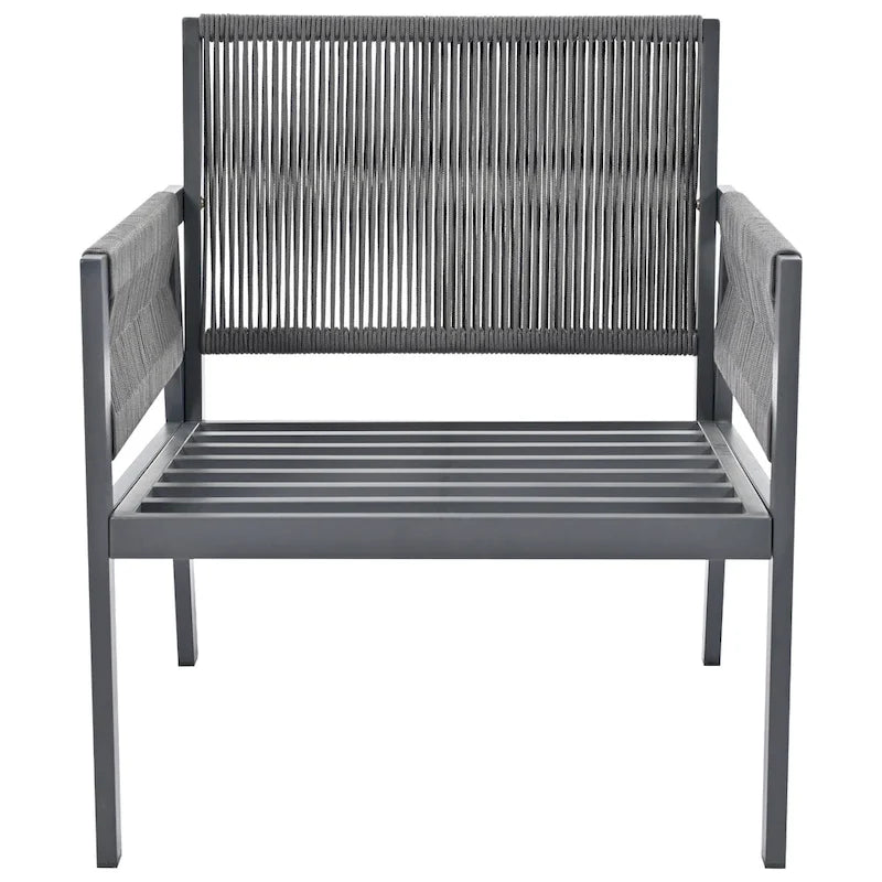 Ensemble de conversation 4 pièces de patio extérieur en corde avec table en verre trempé