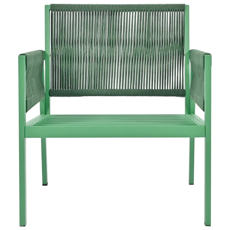 Ensemble de conversation 4 pièces de patio extérieur en corde avec table en verre trempé