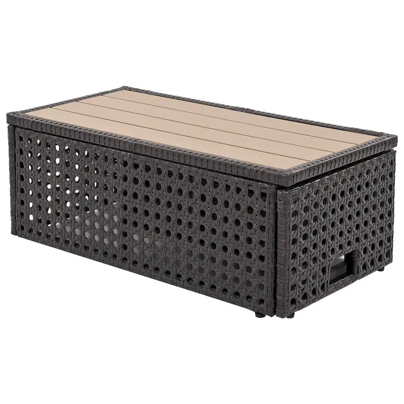 Ensemble de canapé sectionnel 6 pièces en rotin pour terrasse extérieure avec siège réglable, table d'appoint, table basse avec seau à glace
