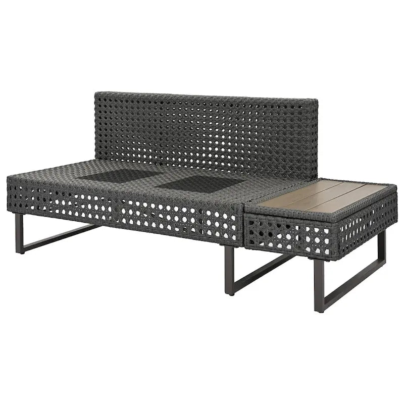 Ensemble de canapé sectionnel 6 pièces en rotin pour terrasse extérieure avec siège réglable, table d'appoint, table basse avec seau à glace