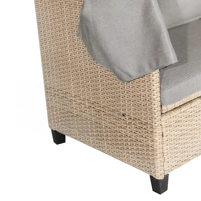 Ensemble de salon de jardin 4 pièces en résine tressée anti-UV