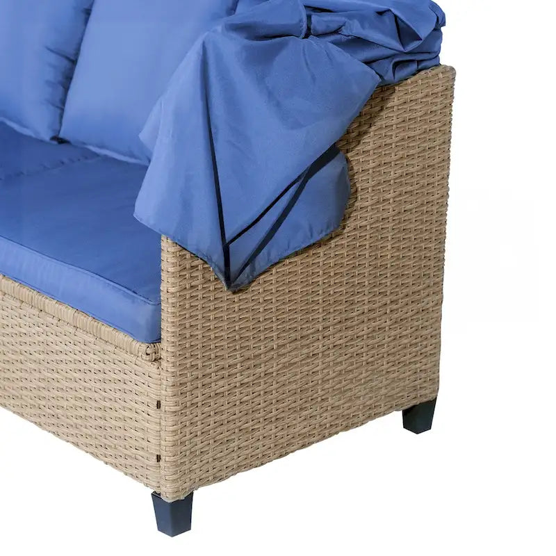 Ensemble de salon de jardin 4 pièces en résine tressée anti-UV