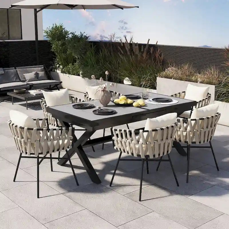 Ensemble de salle à manger moderne 7 pièces extensible