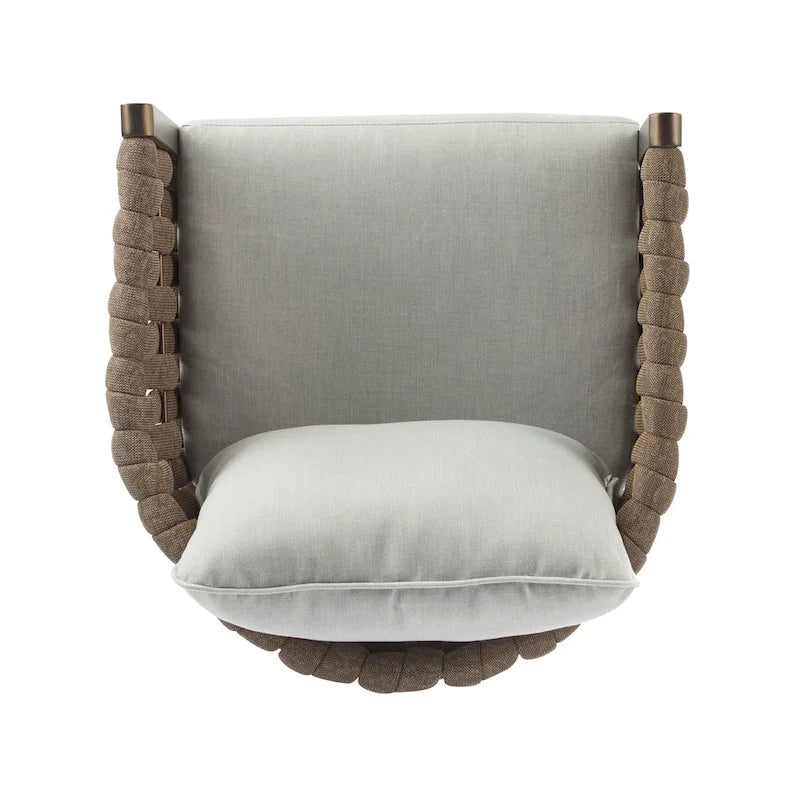 Roomfitters – Lot de 2 fauteuils de jardin en métal avec coussins, mobilier de jardin profond avec accoudoirs, marron + gris