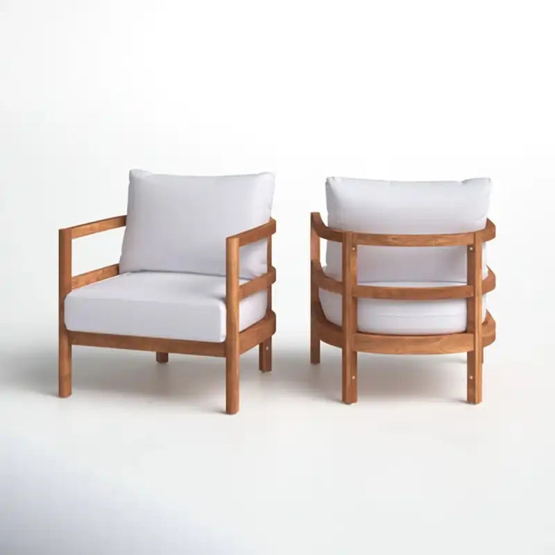 Roomfitters, lot de 2 fauteuils de jardin en bois d'acacia avec coussins imperméables, sièges profonds pour l'extérieur, Teck+Beige