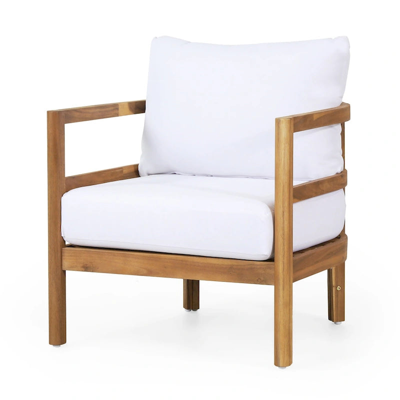 Roomfitters, lot de 2 fauteuils de jardin en bois d'acacia avec coussins imperméables, sièges profonds pour l'extérieur, Teck+Beige