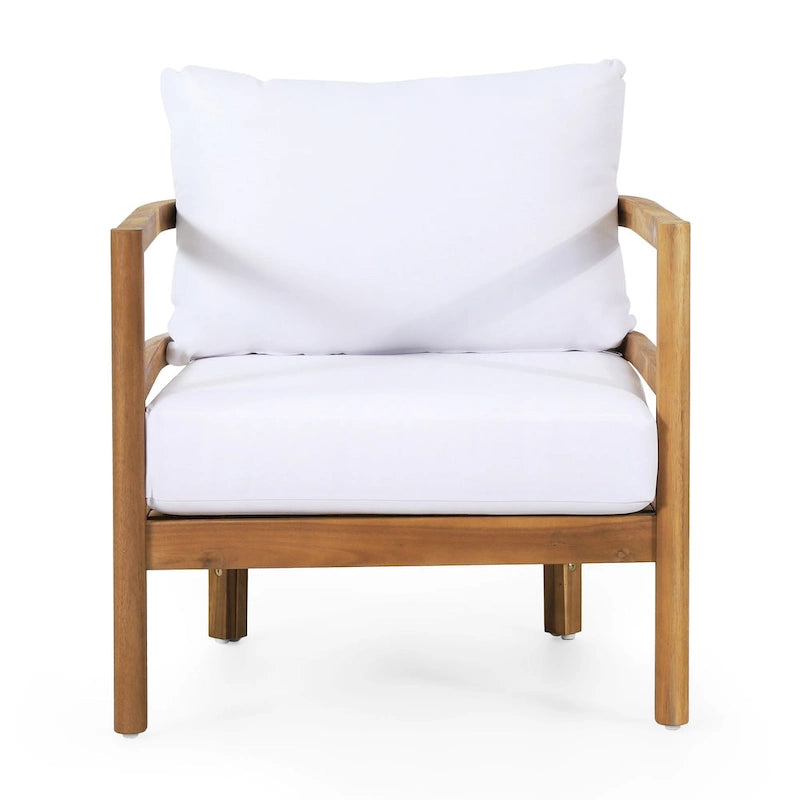 Roomfitters, lot de 2 fauteuils de jardin en bois d'acacia avec coussins imperméables, sièges profonds pour l'extérieur, Teck+Beige