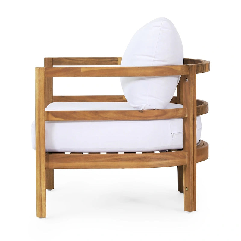 Roomfitters, lot de 2 fauteuils de jardin en bois d'acacia avec coussins imperméables, sièges profonds pour l'extérieur, Teck+Beige