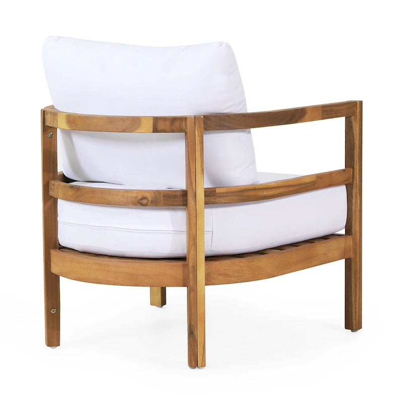 Roomfitters, lot de 2 fauteuils de jardin en bois d'acacia avec coussins imperméables, sièges profonds pour l'extérieur, Teck+Beige