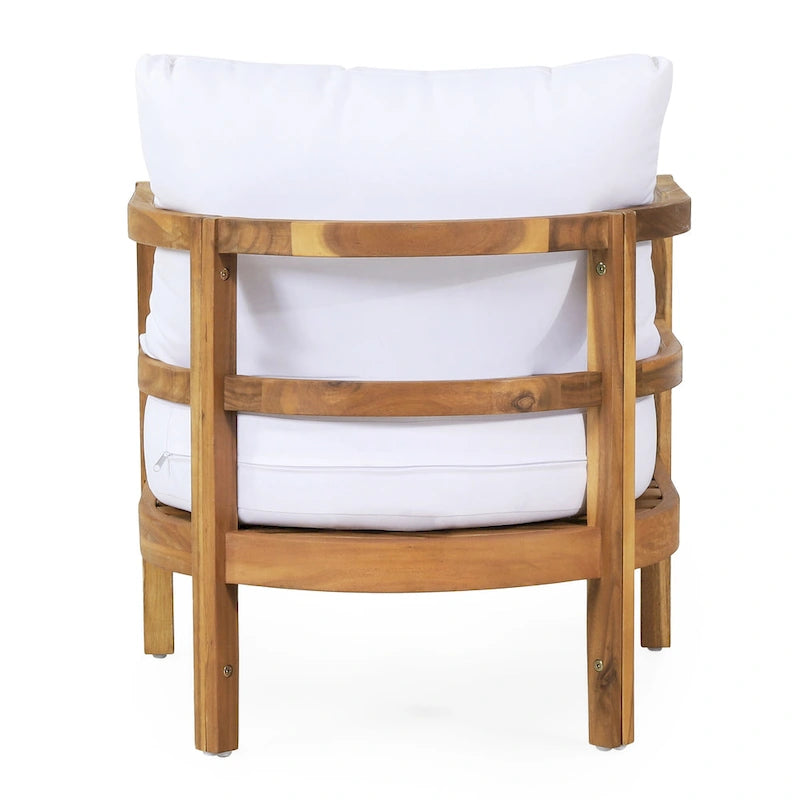 Roomfitters, lot de 2 fauteuils de jardin en bois d'acacia avec coussins imperméables, sièges profonds pour l'extérieur, Teck+Beige