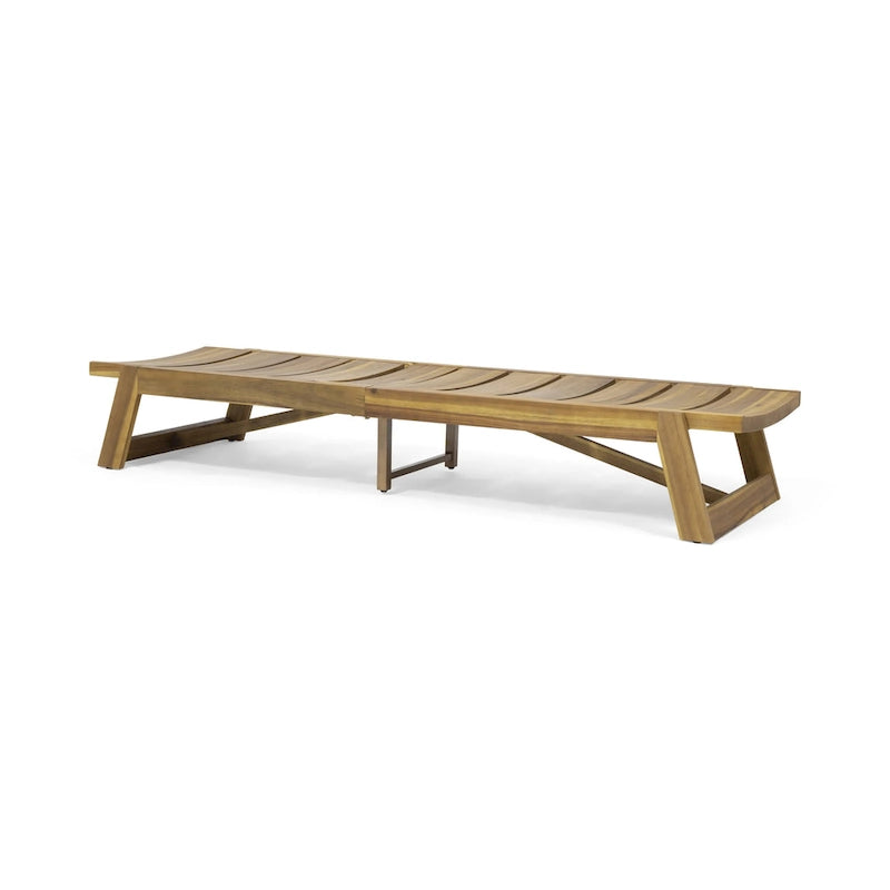Chaise longue Maki jaune marron en bois d'acacia, meuble de patio extérieur réglable avec cadre en métal 78 po